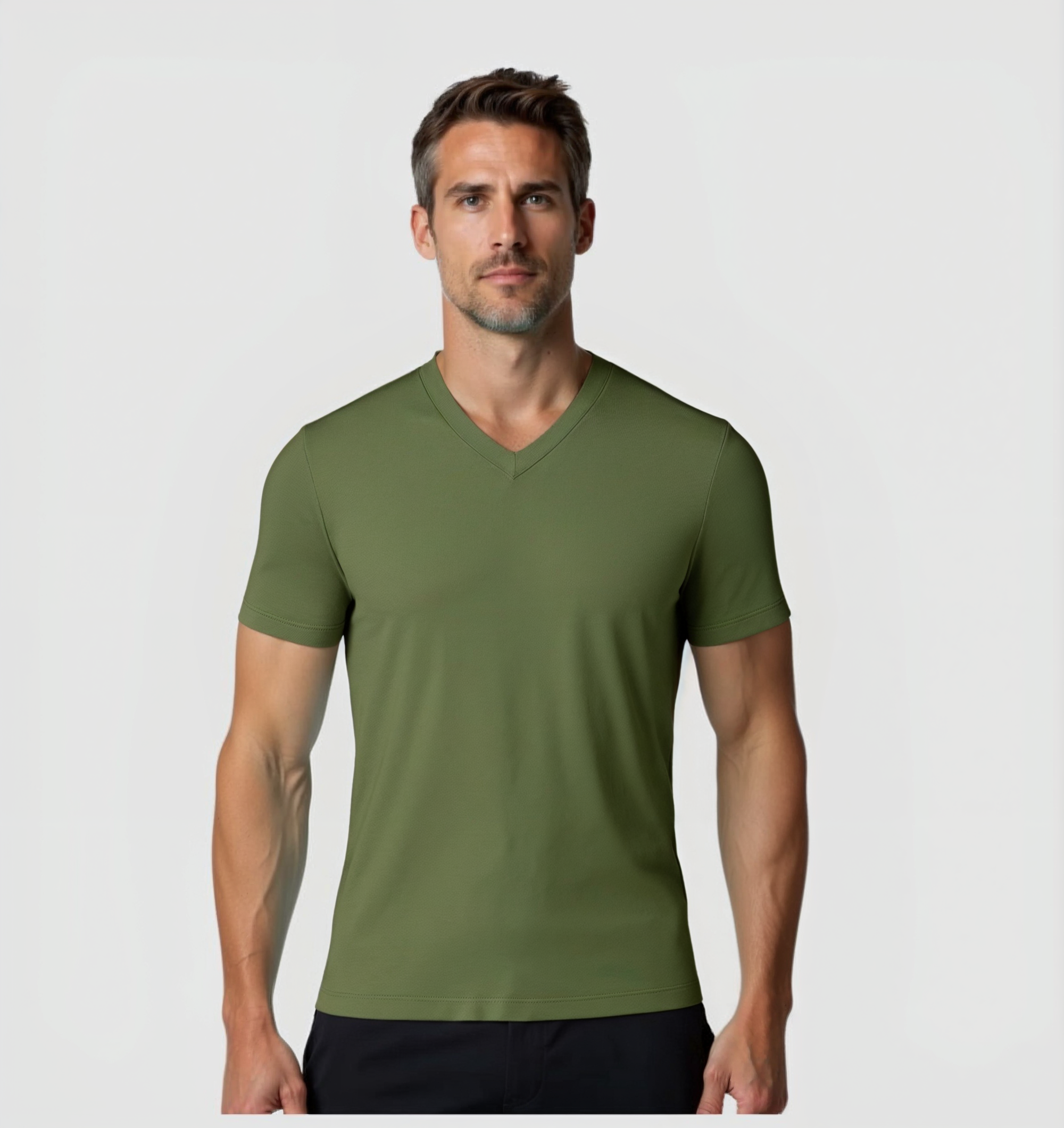 Le Tee-shirt Col V - Kaki