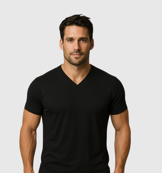 Le Tee-shirt Col V - Noir