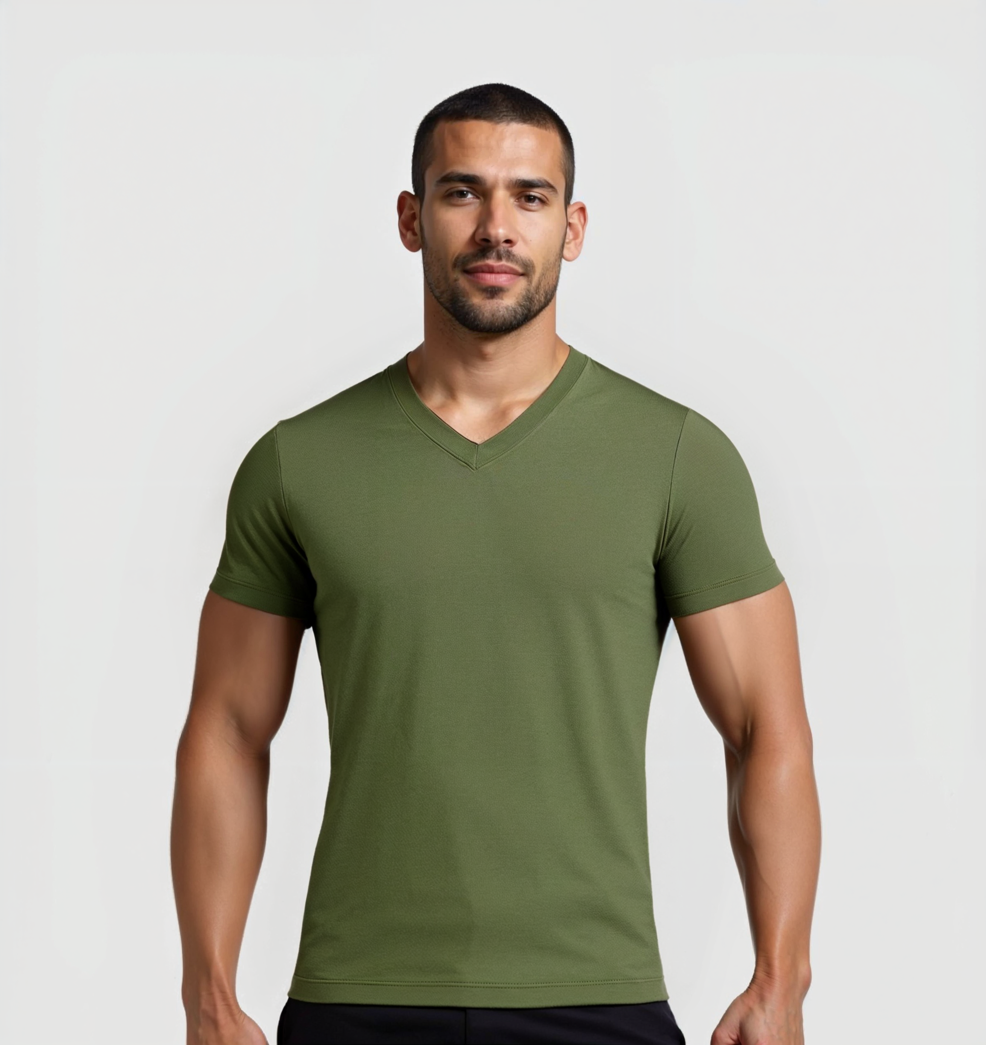 Le Tee-shirt Col V - Kaki